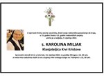 IN MEMORIAM: Zahvala za dar suradnje i prijateljstva povodom smrti s. Karoline Miljak!